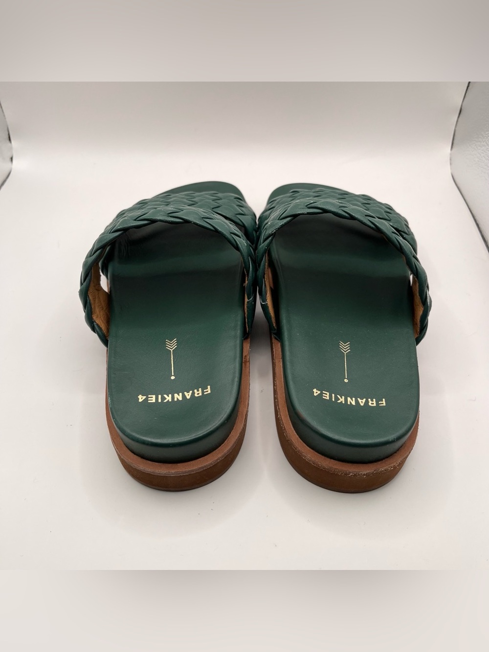 FRANKIE4 Malone woven leather slides in emerald green size 6 EUC - Picture 5 of 7